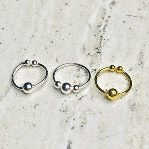 925 Sterling Silver Set of 3 Ball Nose Rings and Clips